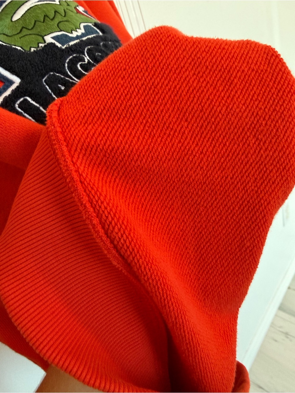 Lacoste Orange-Red Crewneck with Croc Patch - Picture 6 of 7